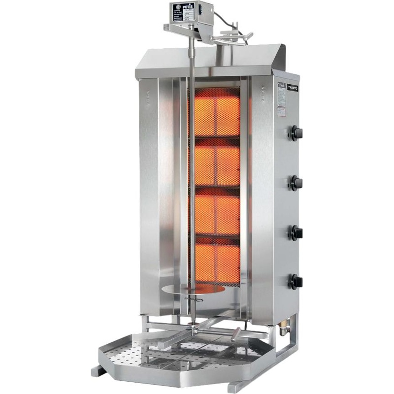 Trento - Potis MU GD4 70 kg Natural Gas Doner Kebab Machine / Vertical Broiler with 4 Burners - 49161