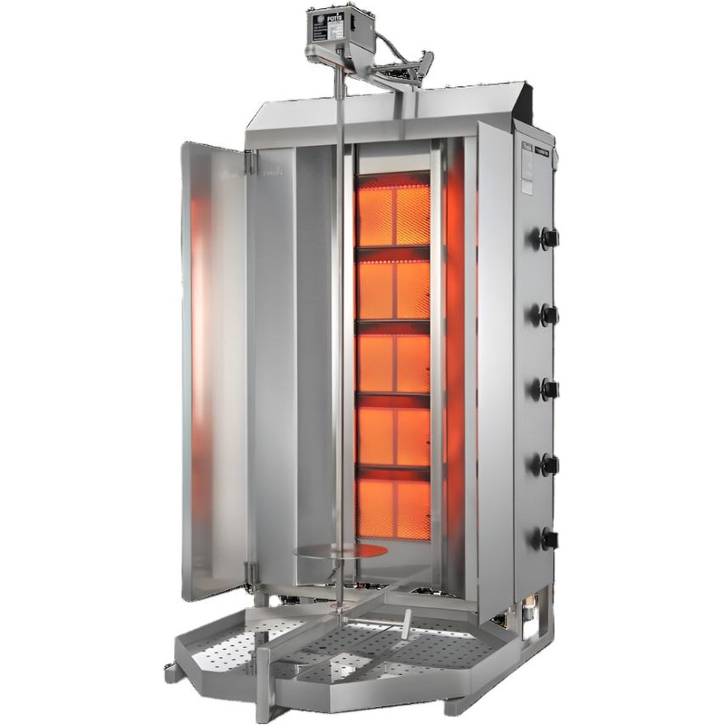 Trento - Potis MU GD5 120 Kg Natural Gas Vertical Broiler / Shawarma Machine with 5 Burners - 49162