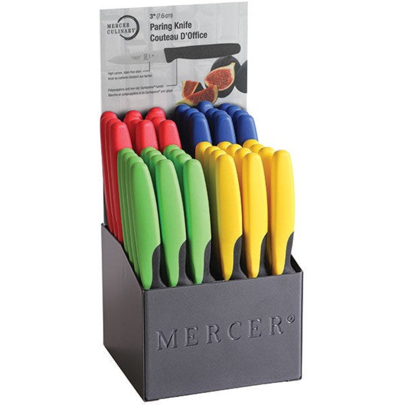 Mercer - Japanese Steel Blue, Red, Yellow, Green 4 Compartment Paring Knife Display - M23941