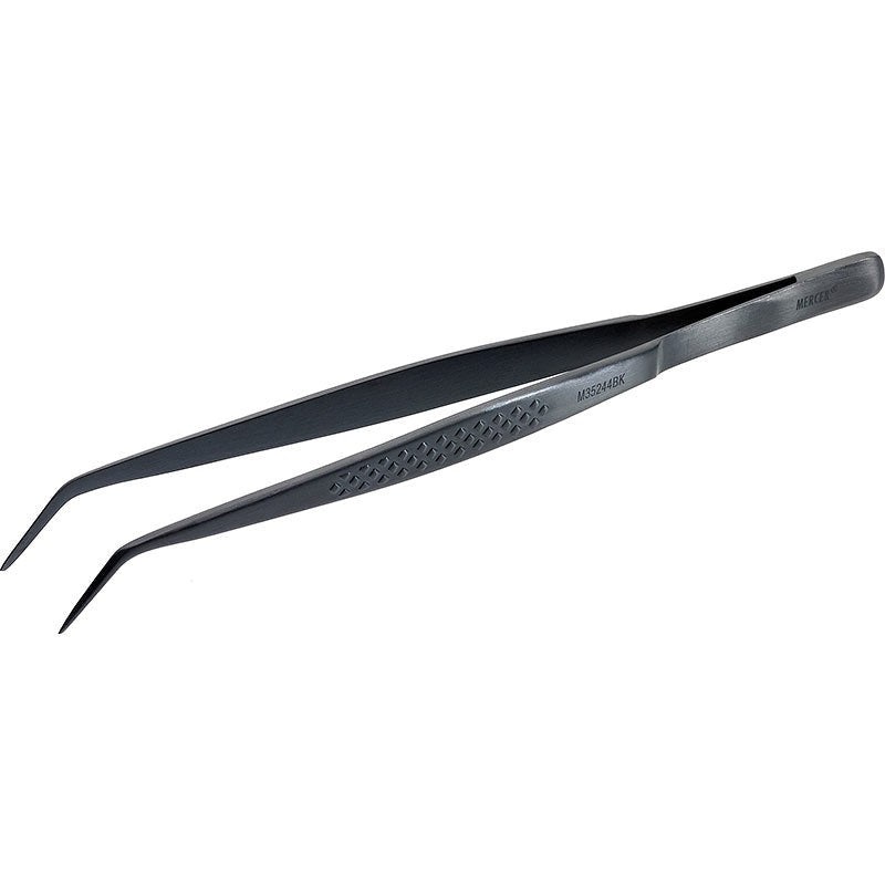 Mercer - Precision Plus 6.1" Black Stainless Steel Fine Tip Curved Tong - M35244BK