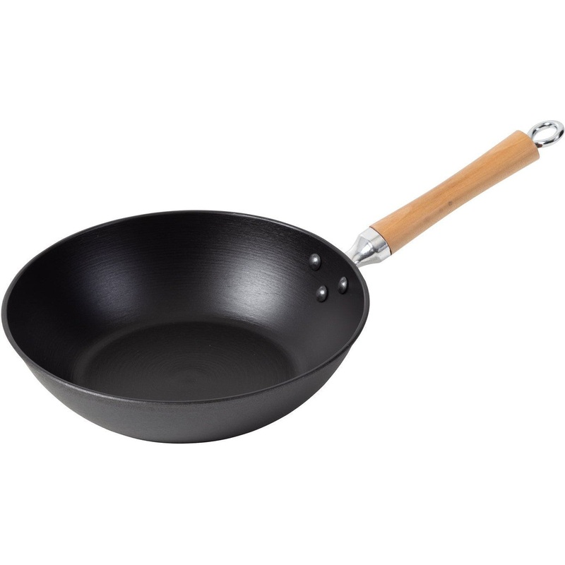 Joyce Chen - Professional Series 11.5" Cast Iron Stir Fry Pan with Maple Handle - J23-0003