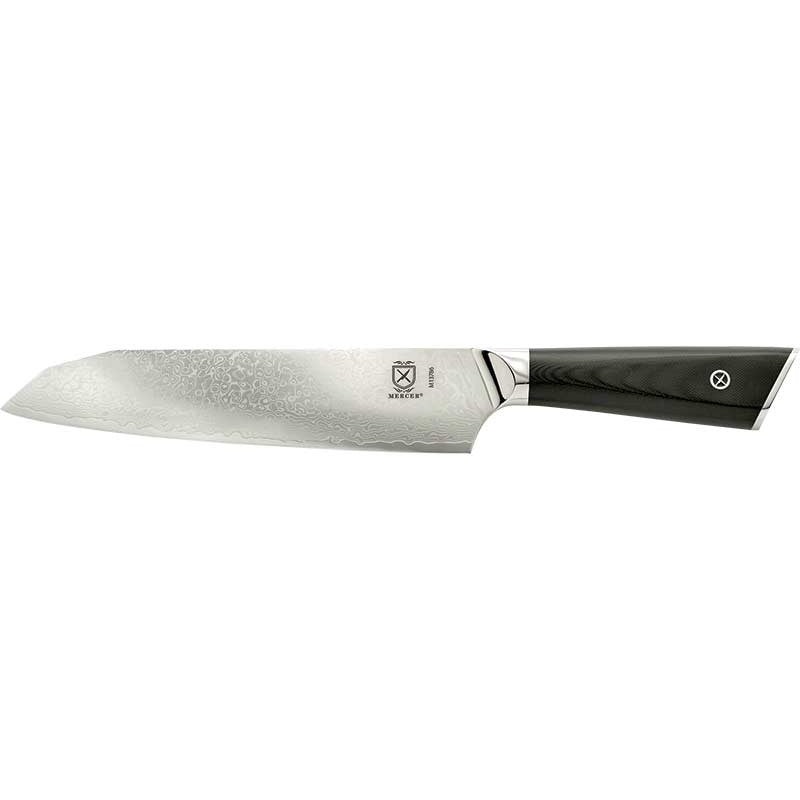 Mercer - Damascus Style 7" Super Steel Santoku Knife with Black G10 Handle - M13786