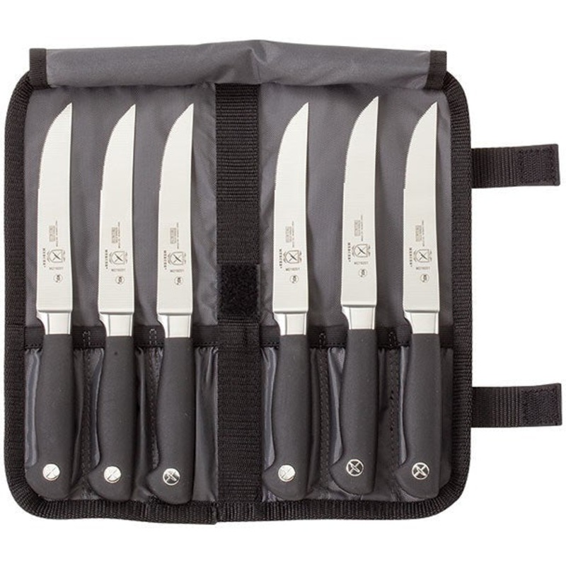 Mercer - Genesis 11" x 5" x 0.75" Germn Steel Serrated Steak Knife with Black Handle, Pack Of 7 - M21920