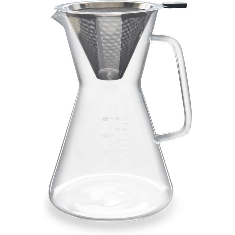 The London Sip - 1200 ml Glass Pour Over Carafe With Reusable Filter - GC1200