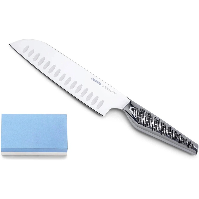 Crowd Cookware - Stainless Steel Large Santoku Knife with Whetstone - 77664