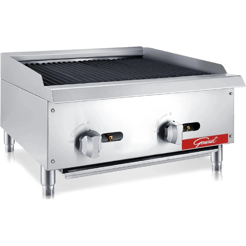 General - 24" Liquid Propane 2 Burner Lava Rock Broiler - GCCB-24LP