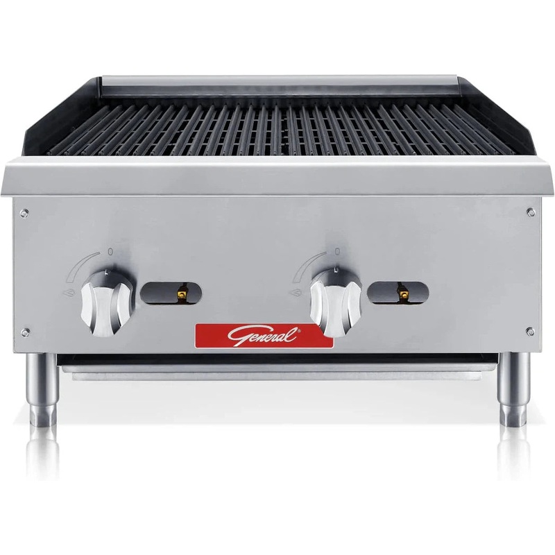 General - 24" Natural Gas 2 Burner Lava Rock Broiler - GCCB-24NG