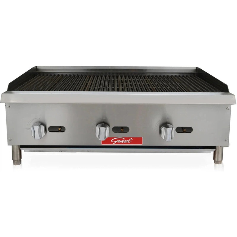 General - 36" Natural Gas 3 Burner Lava Rock Broiler - GCCB-36NG