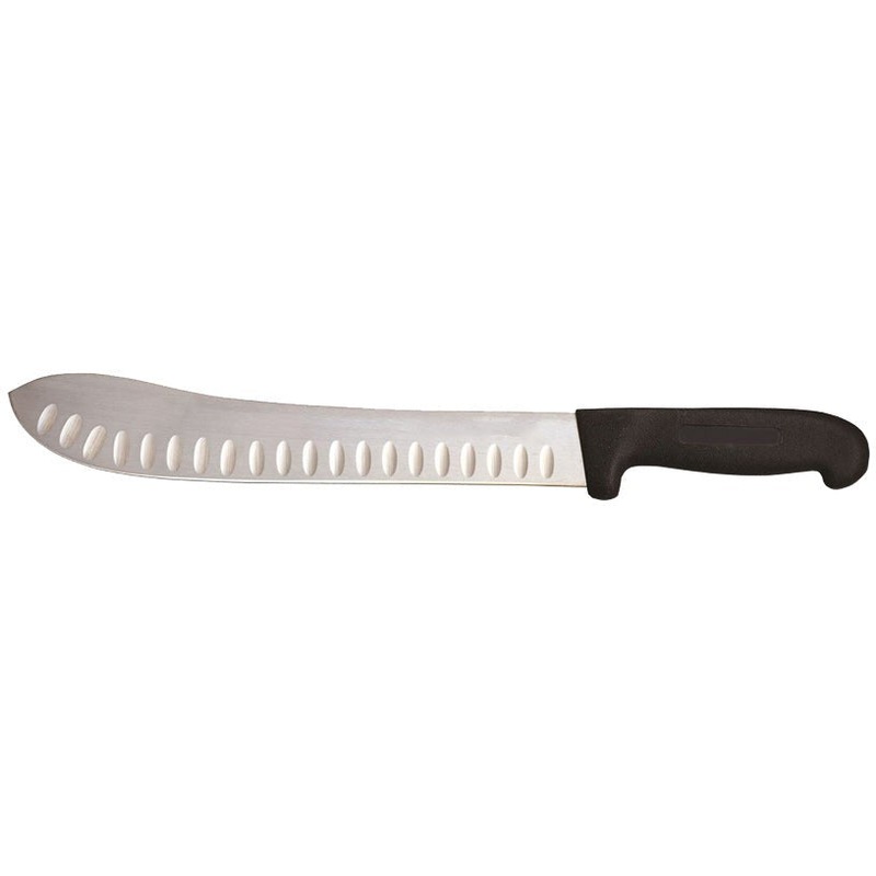 Omcan - 11" English G-Edge Butcher Knife with Black Handle, Pack of 5 - 12507