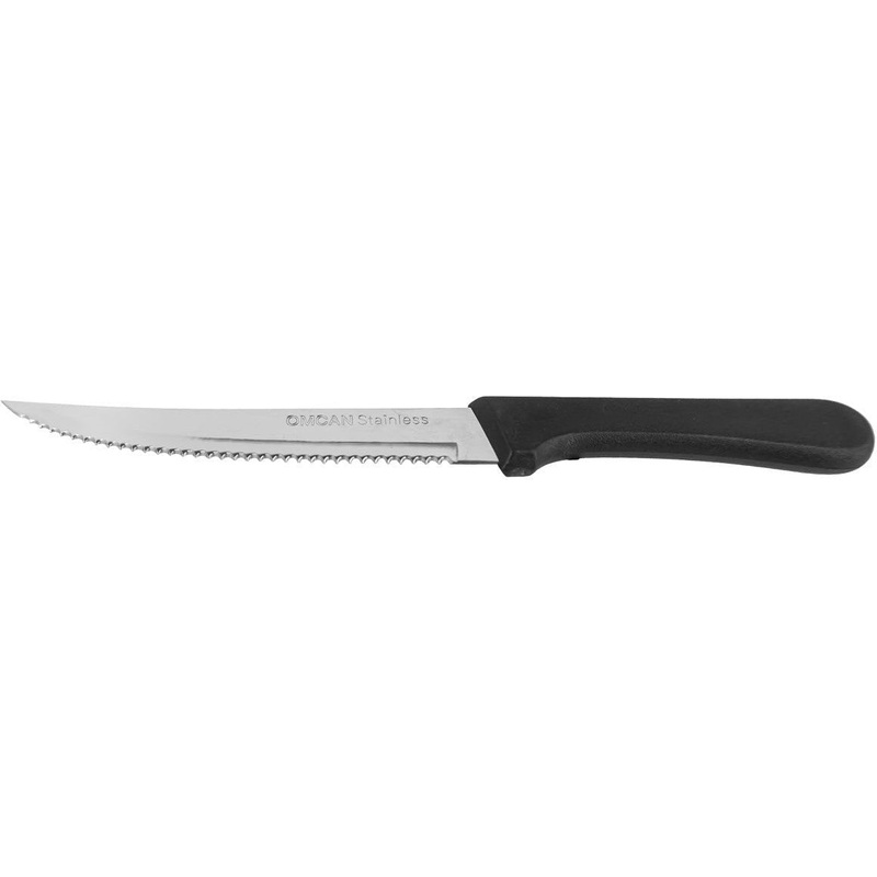 Omcan - Table Steak Knife Pointy Tip With Narrow Blade and Plastic Handle, Pack of 10 - 11551