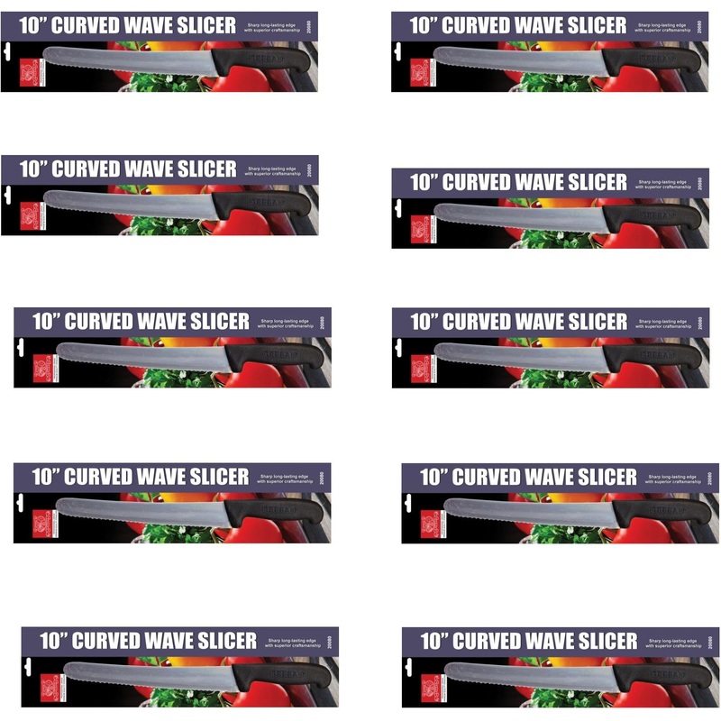 Omcan - Retail-Ready 10" Curve Waved I-Slicer, Pack of 10 - 21878