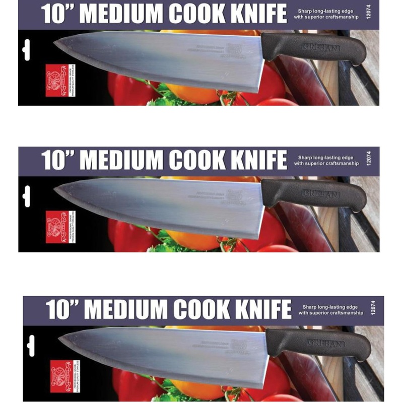 Omcan - Retail-Ready 10" Medium Cook Knife, Pack of 3  - 21879