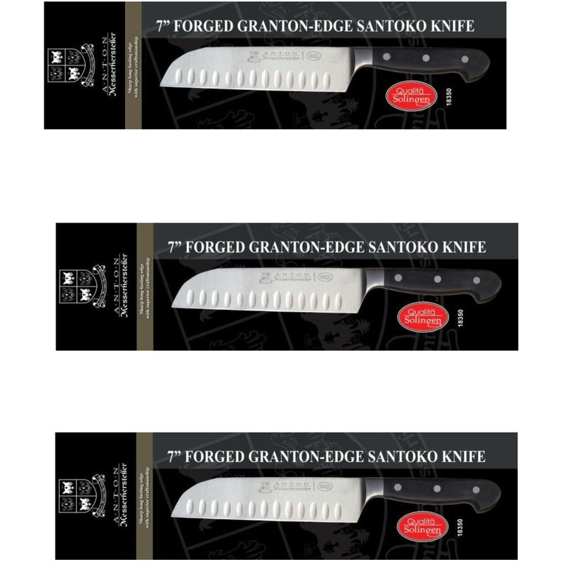 Omcan - Retail-Ready 7" Santoko Forged G-Edge Slicer, Pack of 3  - 21883
