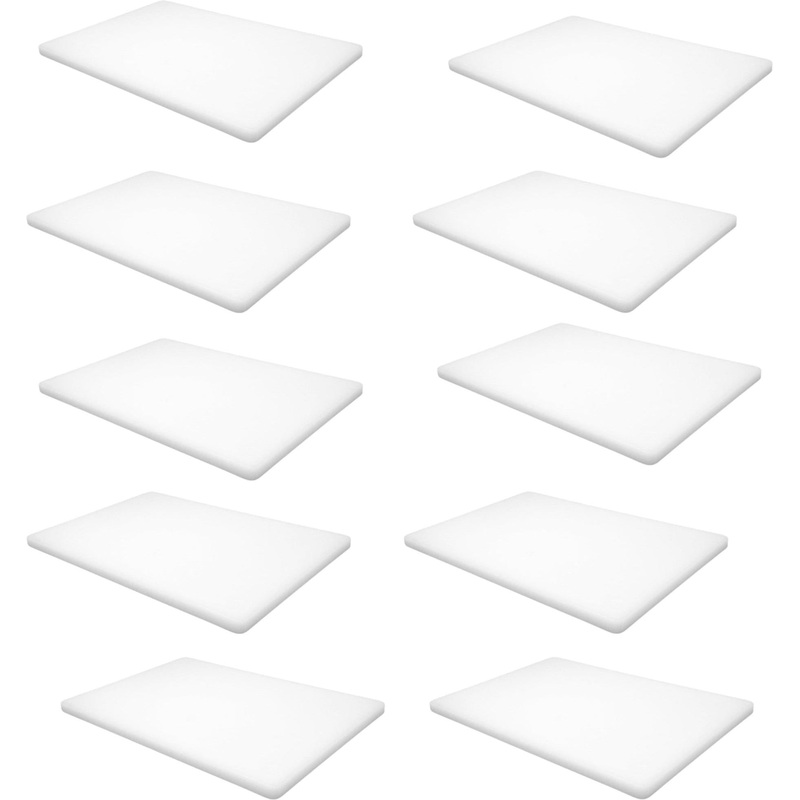 Omcan - 12 x 18 x 0.75 Polyethylene White Cutting Board, Pack of 10 - 41414