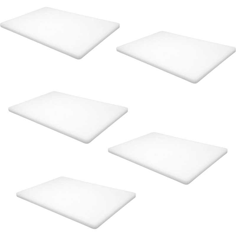 Omcan - 15 x 20 x 0.75 Polyethylene White Cutting Board, Pack of 5 - 41415