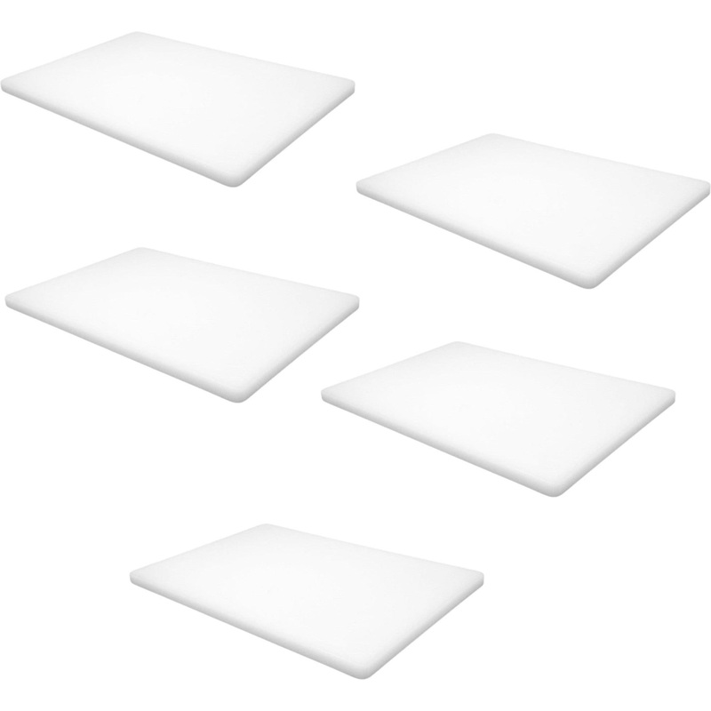 Omcan - 18 x 24 x 0.75 Polyethylene White Cutting Board, Pack of 5 - 41416