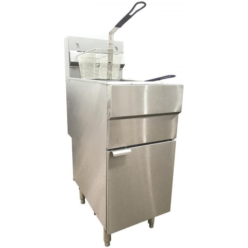 Omcan - 35-40 lb Natural Gas Floor Fryer With 90,000 BTU - 44225
