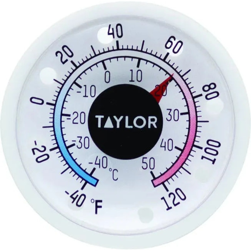 Taylor - 1.75" White Stick-On Indoor Outdoor Dial Thermometer - 5380N