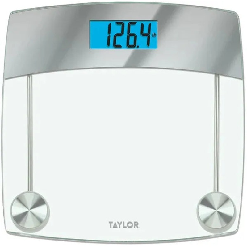 Taylor - 12.4" Digital Glass Bathroom Scale with Stainless Steel Accents - 75244192
