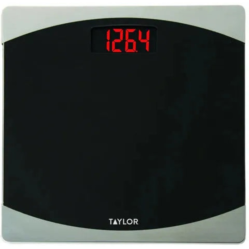 Taylor - 12" Digital Glass Bathroom Scale with Red LCD Display - 7562