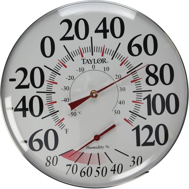 Taylor - 12" White Dial Indoor / Outdoor Wall Thermometer with Hygrometer - 497J