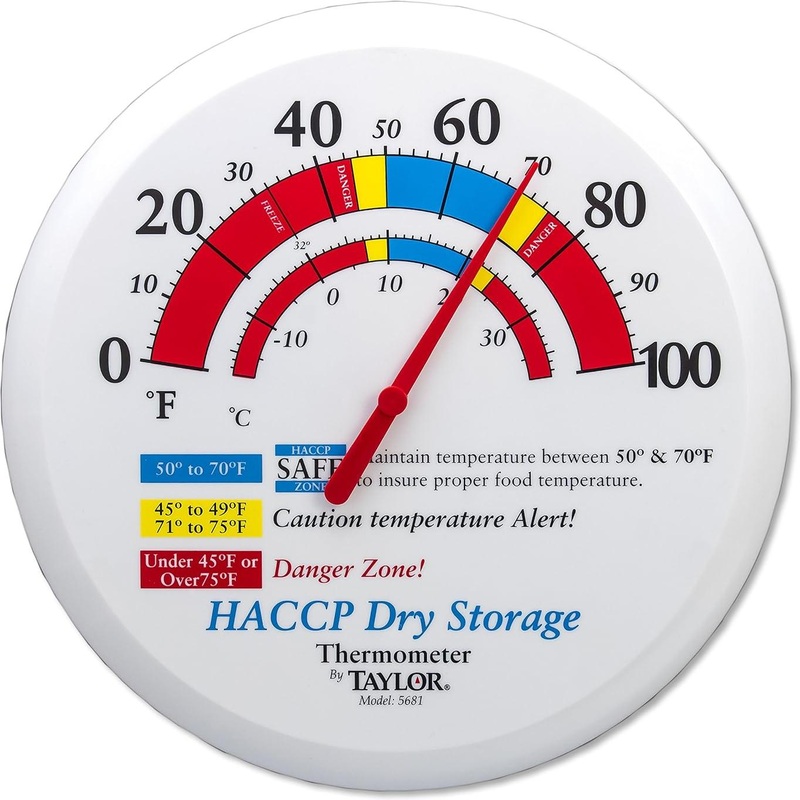 Taylor - 13.25" White HACCP Prep / Dry Storage Wall Thermometer - 5681