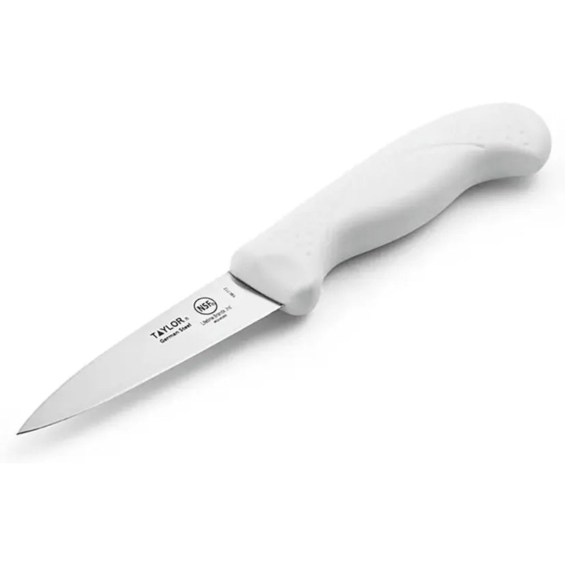 Taylor - 3.5" Large Paring Knife with White Nylon/Silicone Handle - 5248385