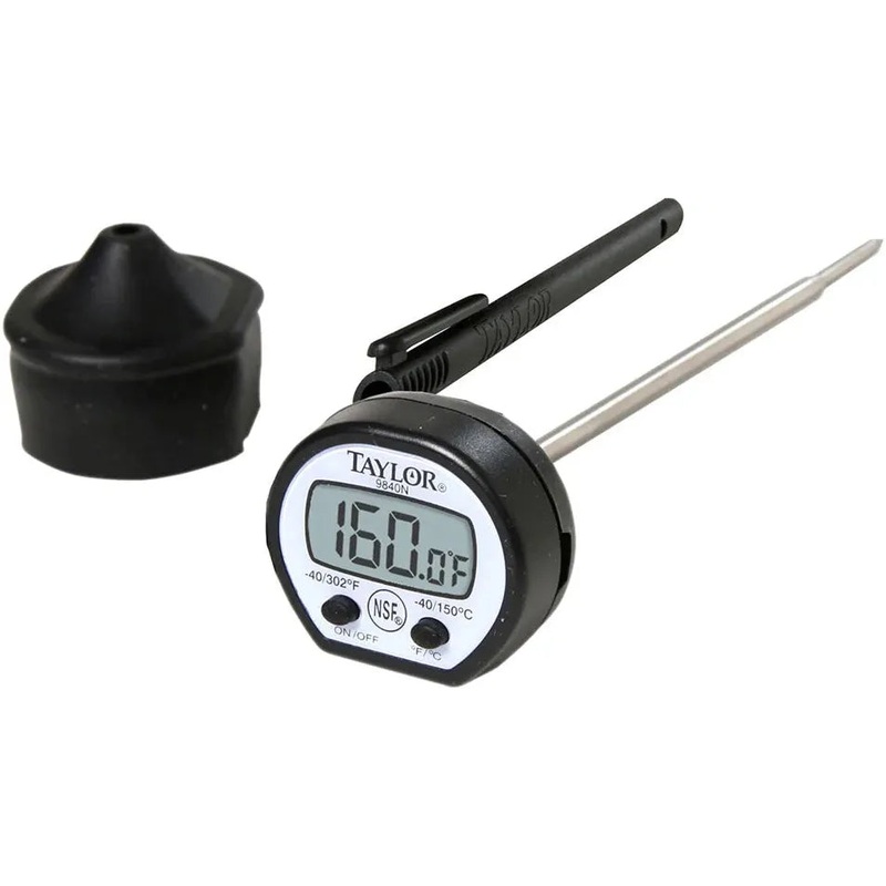 Taylor - 3" LCD Display Black Digital Pocket Thermometer with 5" Stem - 9840RB
