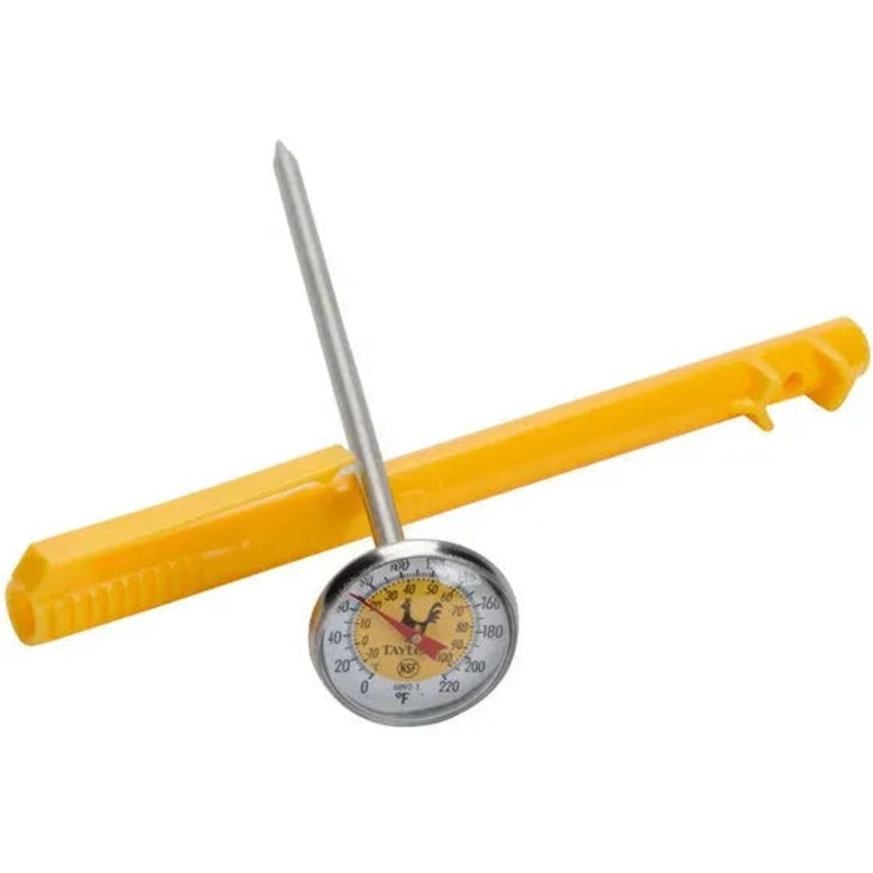 Taylor - 5" Yellow Instant Read Reduce Cross-Contamination Pocket Probe Dial Thermometer - 6092NYLBC
