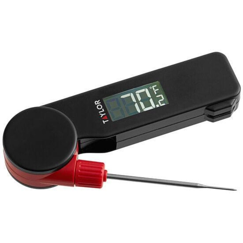 Taylor - 6.6" Black Type-K Digital Folding Thermocouple Thermometer with Replaceable Probe - 5296652