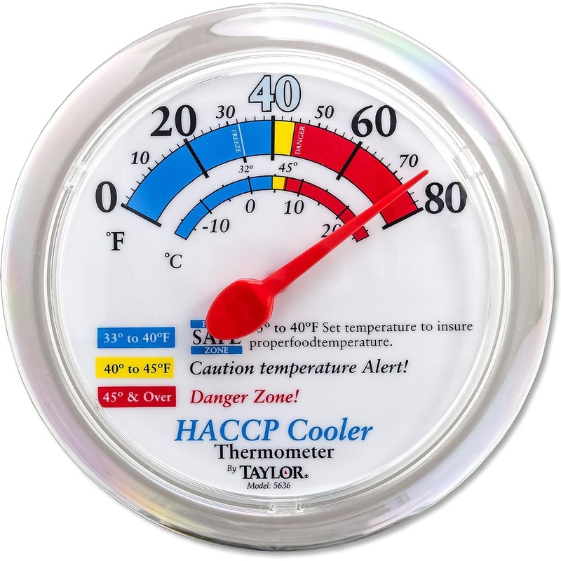 Taylor - 6" White HACCP Cooler / Freezer Wall Thermometer - 5636