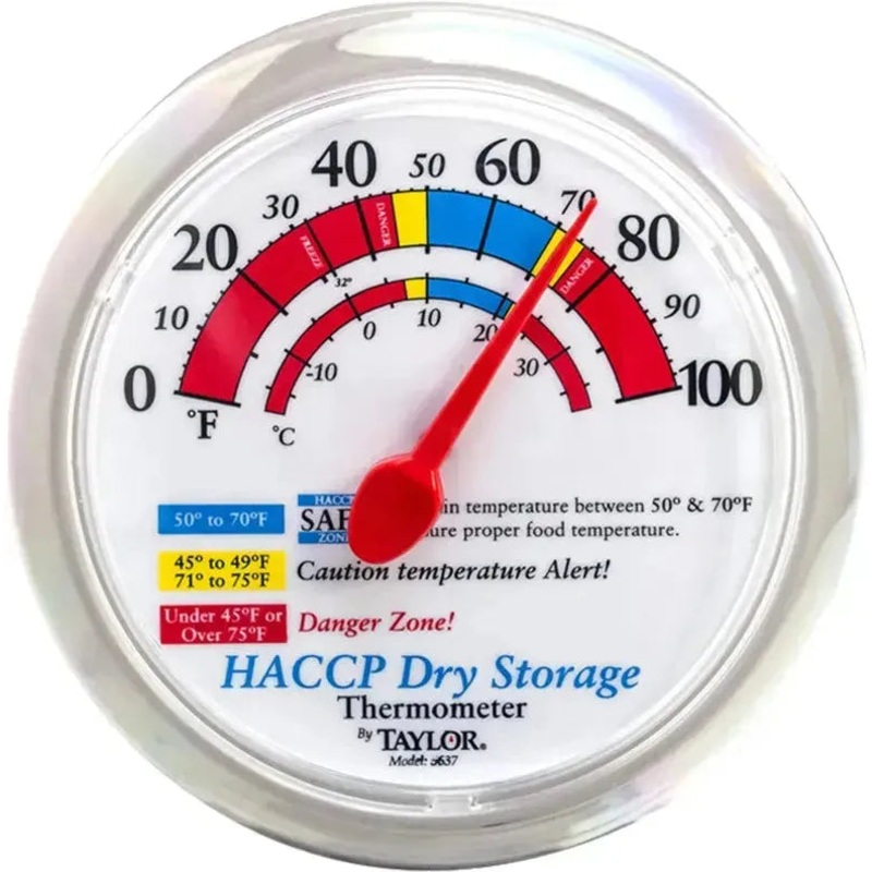 Taylor - 6" White HACCP Prep/Dry Storage Thermometer - 5637