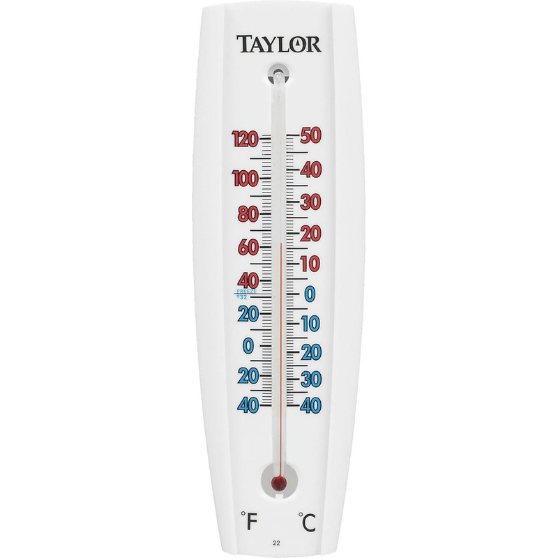 Taylor - 7.625" x 2.375" White Aluminum Window Wall Thermometer - 5154