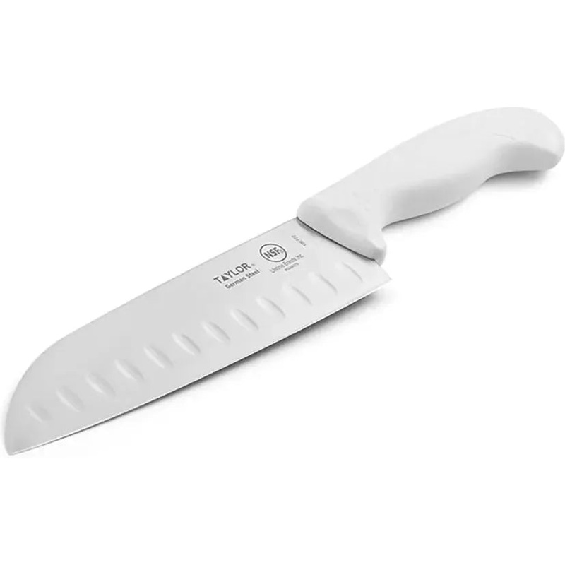 Taylor - 7" Santoku Knife with White Nylon/Silicone Handle - 5248375