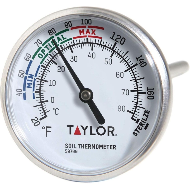 Taylor - 7" White Soil Thermometer with Dial Display - 5976N