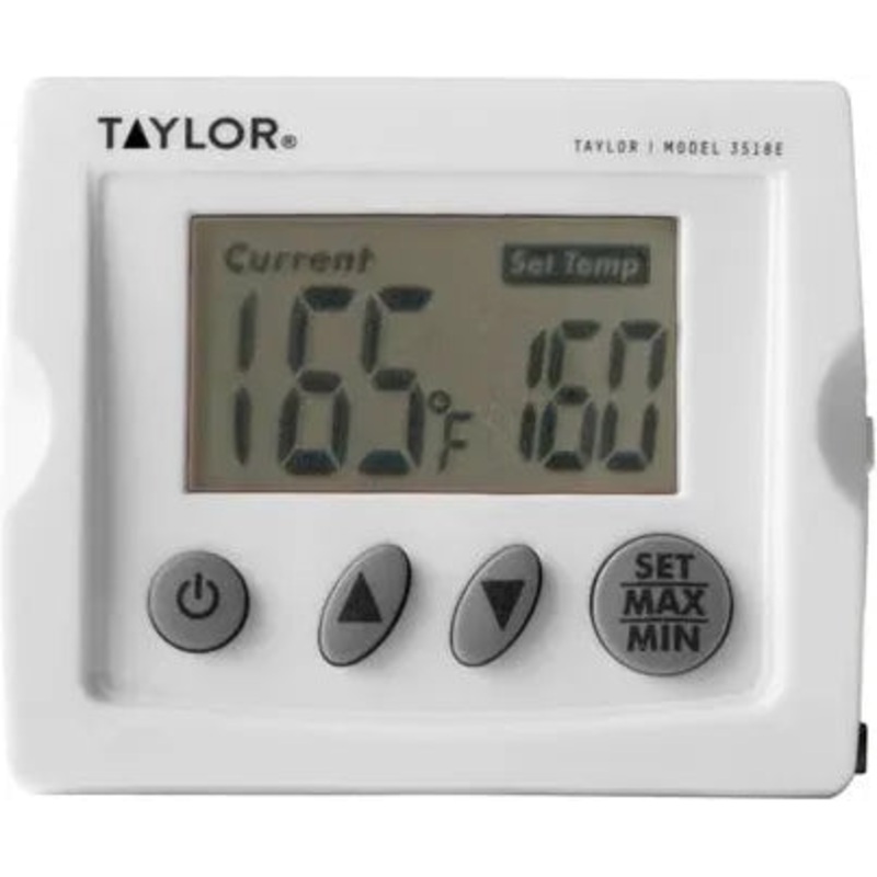 Taylor - 9.02" White/Grey Digital Probe Wire Thermometer - 3518N
