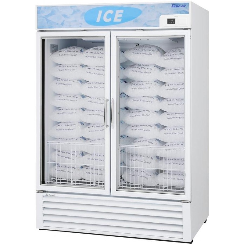 Turbo Air - 54.6" White Two-Section Standard Glass Door Ice Merchandiser - TGIM-49W-N