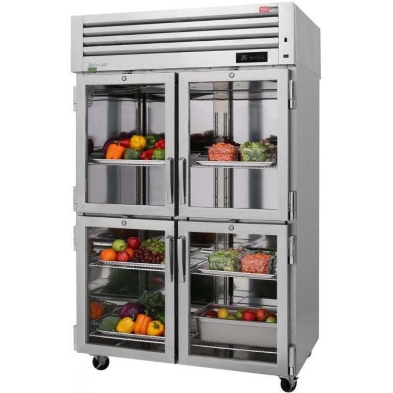 Turbo Air - PRO Series 51.75" Pass Thru Refrigerator With 4 Half Glass Front Door / 4 Half Solid Back Door Pass-Thru - PRO-50-4R-GS-PT-N