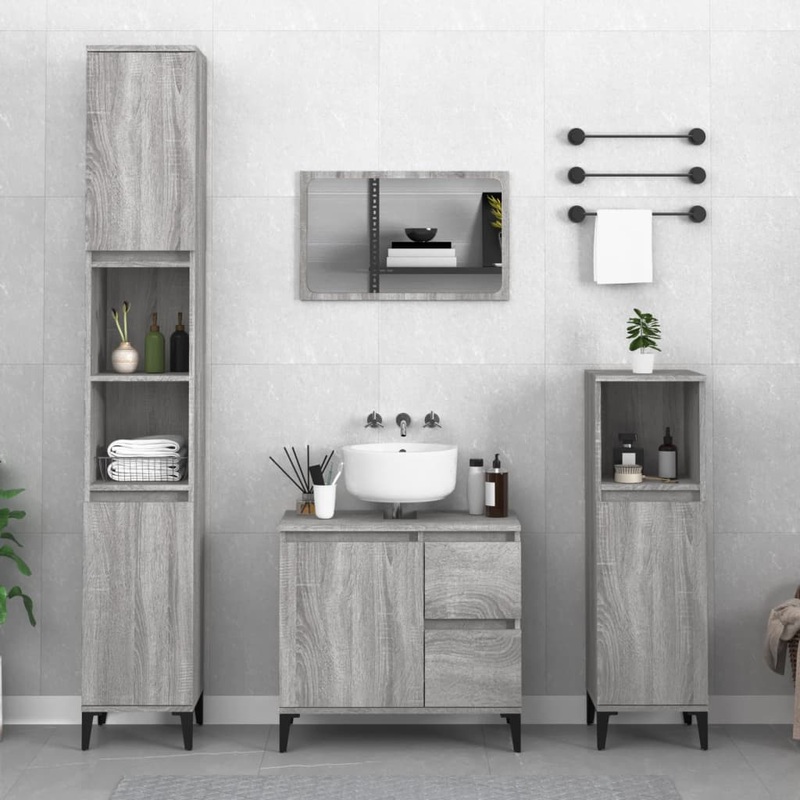 Armoire de bain sonoma gris 65x33x60 cm bois d'ingnierie