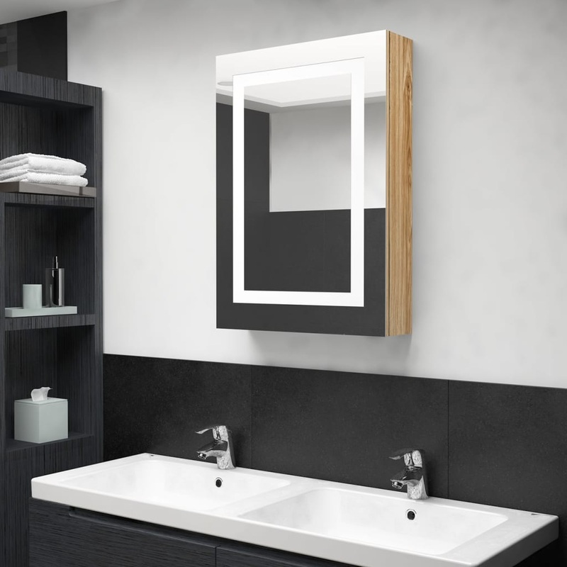 Armoire de salle de bain  miroir LED Chne 50x13x70 cm