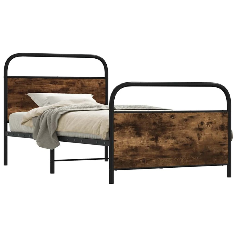 Cadre de lit sans matelas 90x190cm chne fum bois d'ingnierie