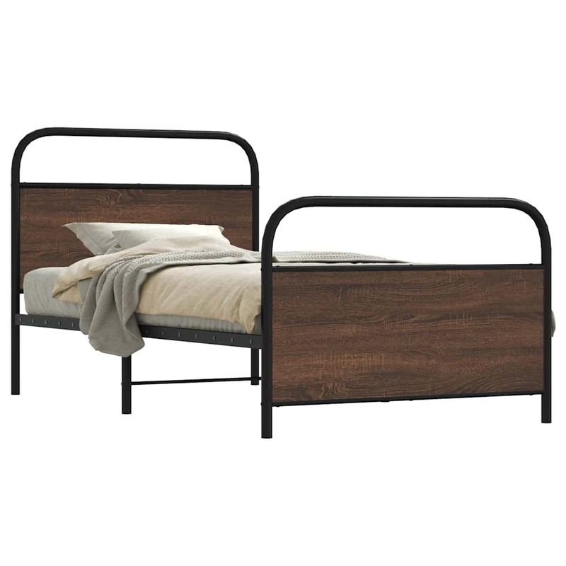 Cadre de lit sans matelas 90x190cm chne marron bois ingnierie