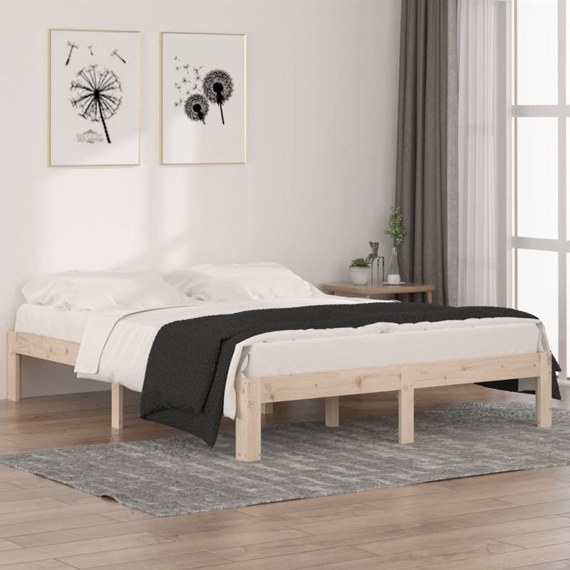 Cadre de lit sans matelas bois massif 150x200 cm