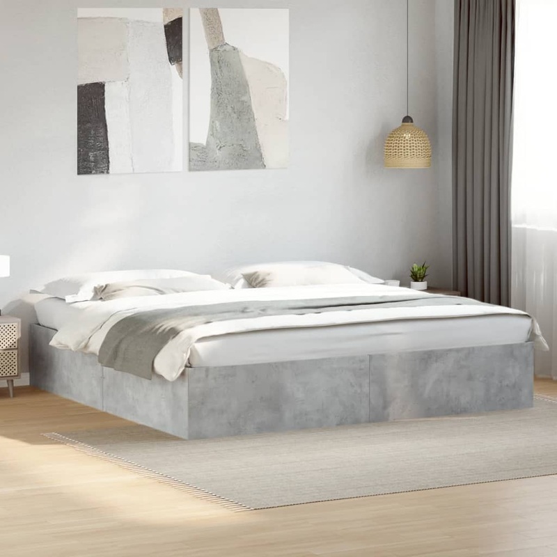 Cadre de lit sans matelas gris bton 180x200 cm