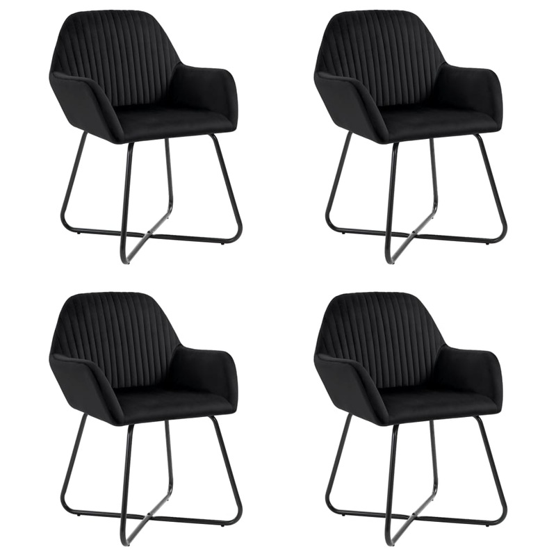 Chaises  manger lot de 4 Noir Velours