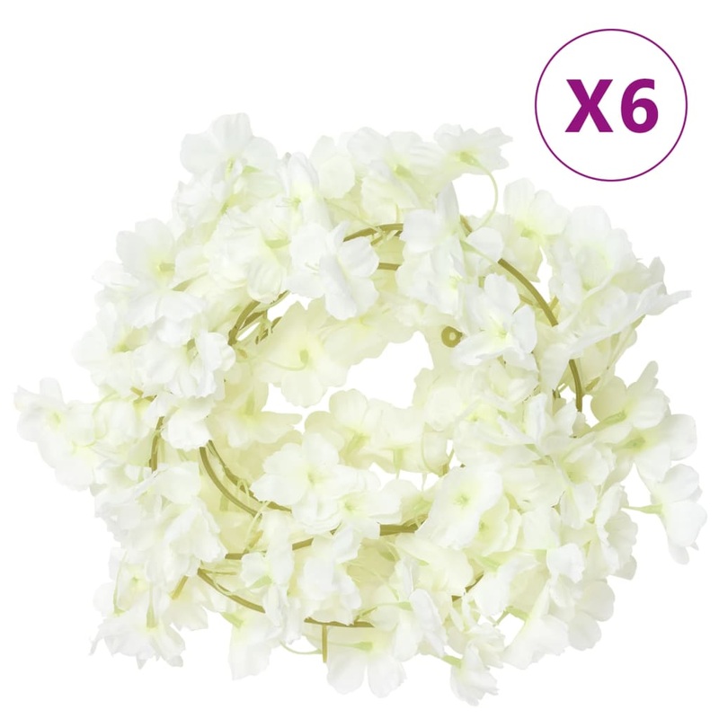 Guirlandes de fleurs de Nol 6 pcs blanc 180 cm