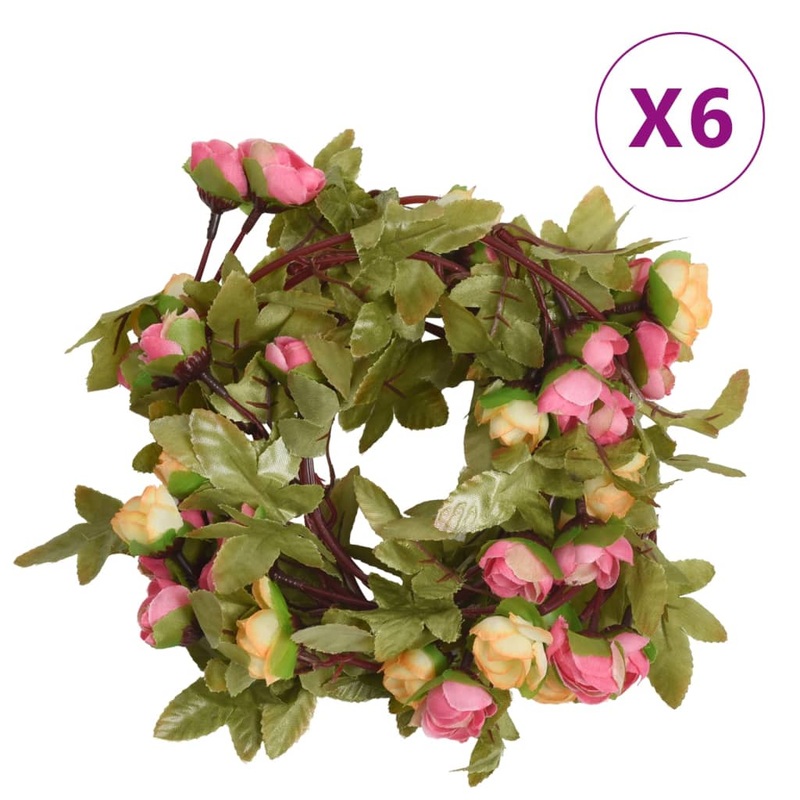 Guirlandes de fleurs de Nol 6 pcs rose 215 cm