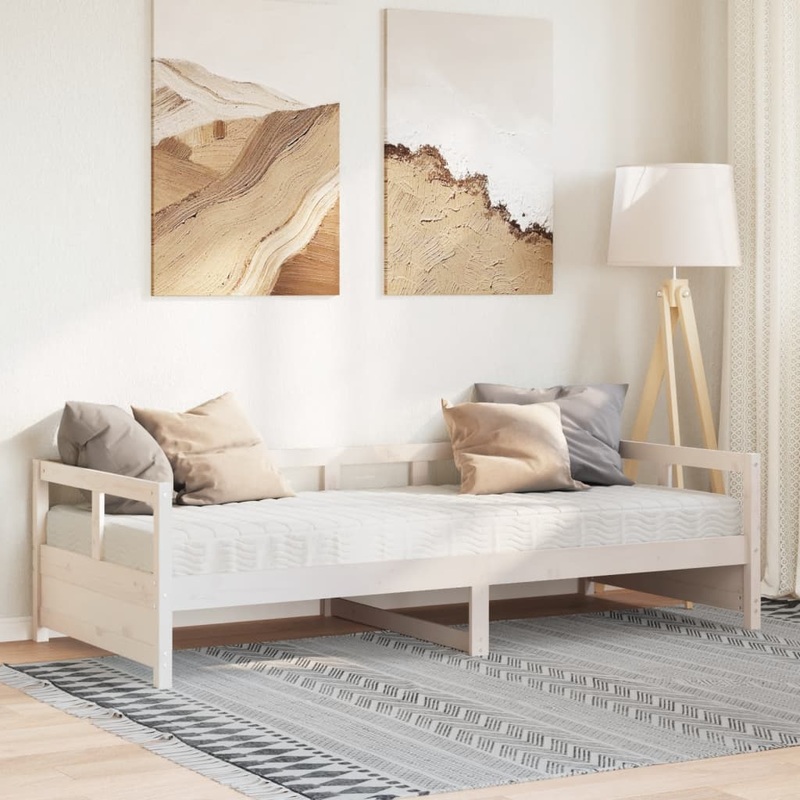 Lit de jour avec matelas blanc 80x200 cm bois de pin massif