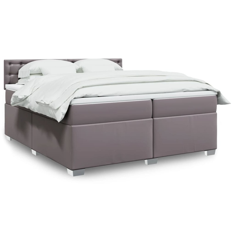 Sommier  lattes de lit avec matelas Gris 200x200 cm Similicuir