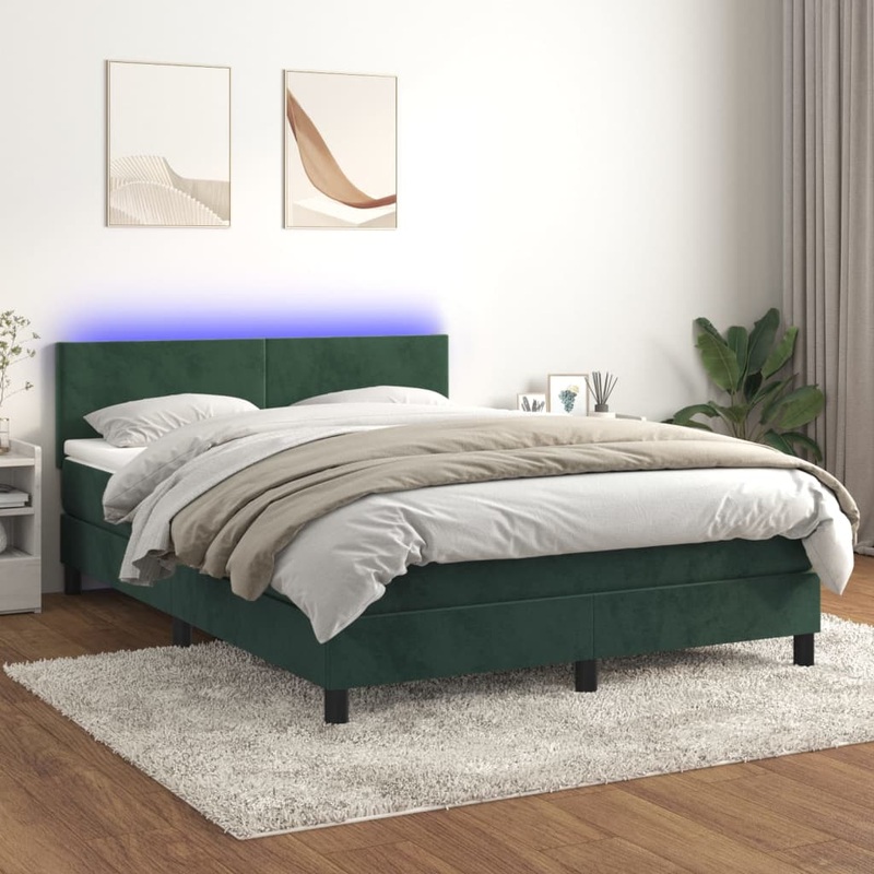 Sommier  lattes de lit avec matelas LED Vert fonc 140x200 cm
